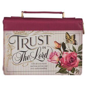 Bible Cover Fashion Burgandy Trust in the Lord Floral Prov. 3:5